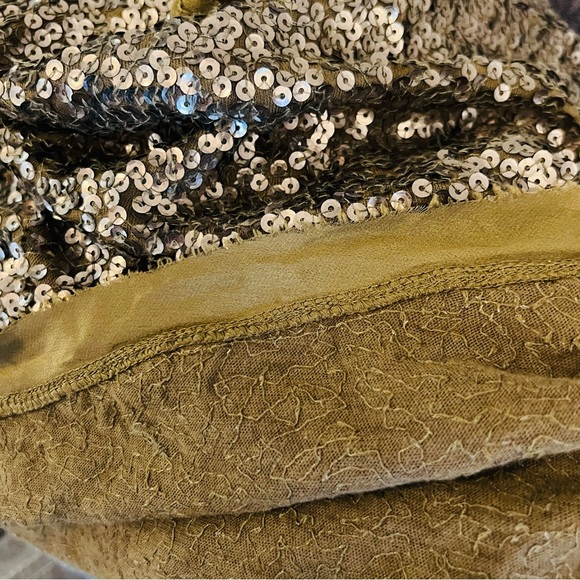 J. Crew Olive Green Sequin Embellished Short Sleeve Shirt Blouse - Picture 9 of 16